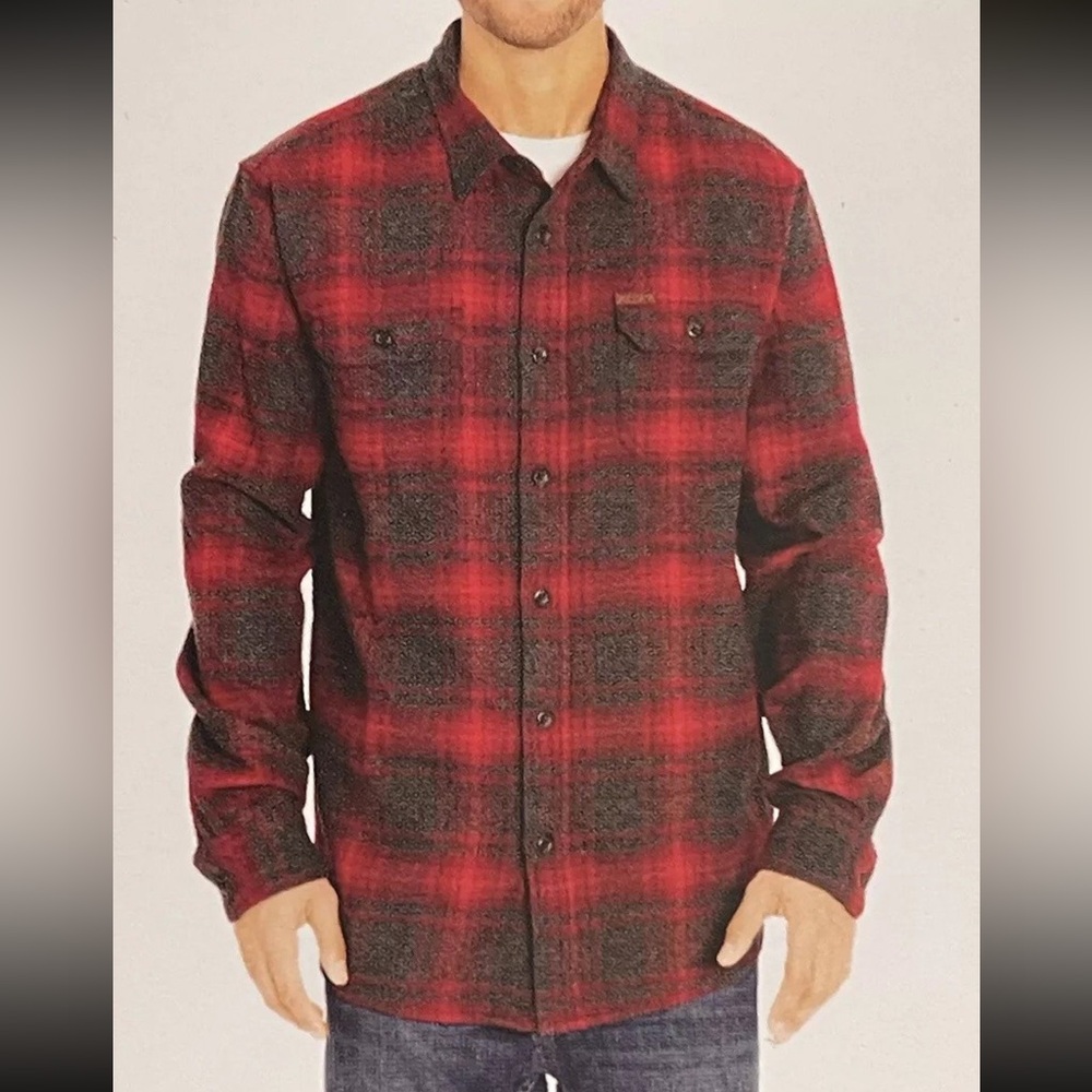 Orvis Night Plaid Red and Gray Heavyweight Flannel Shirt